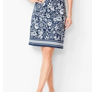 Talbots Navy Floral Pencil Skirt